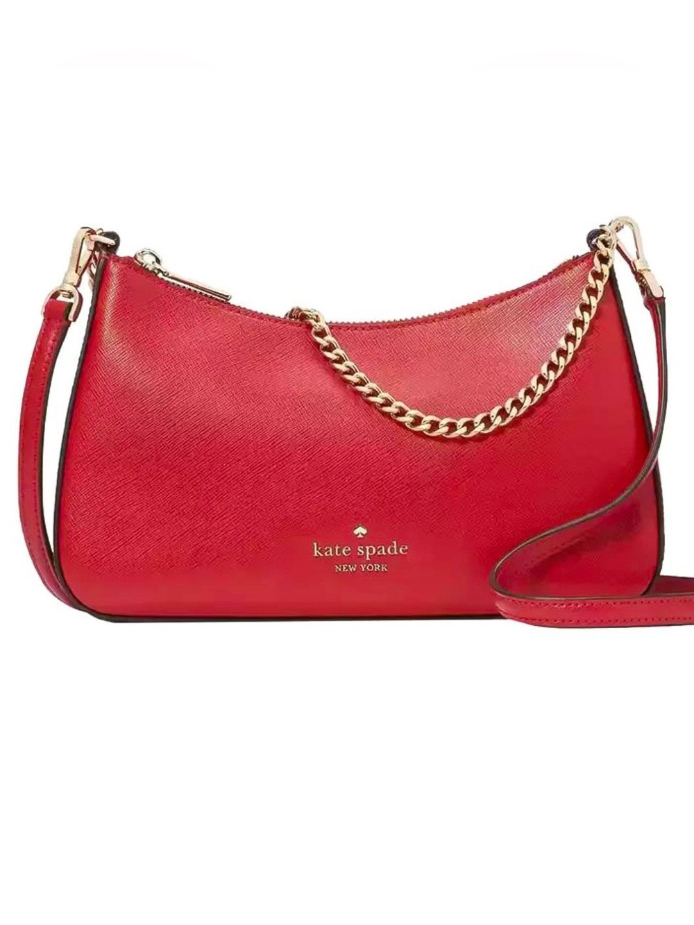Kate Spade Madison Saffiano Leather Convertible Crossbody Shoulder Bag, Red